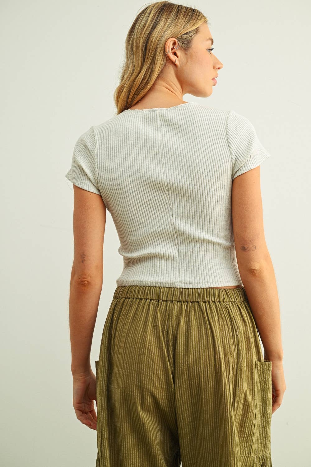 Button Front Ribbed Top