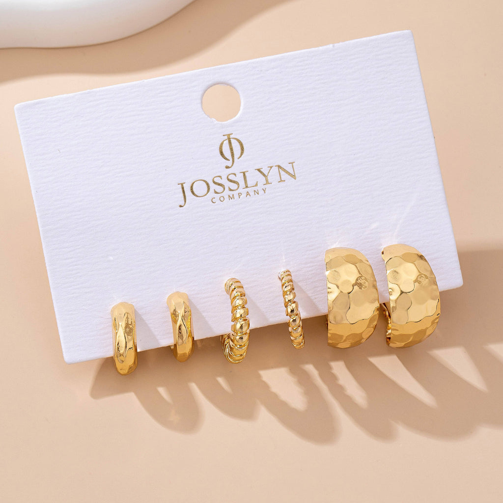 Mixed Texture Trio Earring Set