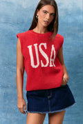 USA SLEEVELESS SWEATER TOP