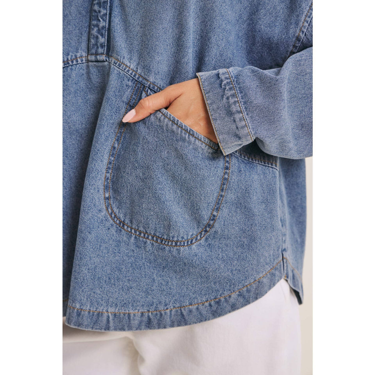 MINERAL-WASHED DENIM OVERSIZED TOP