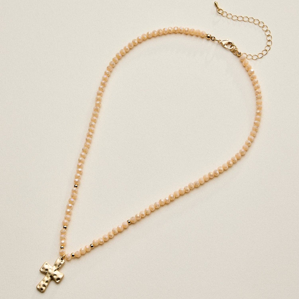 Bead Cross Necklace - Blue