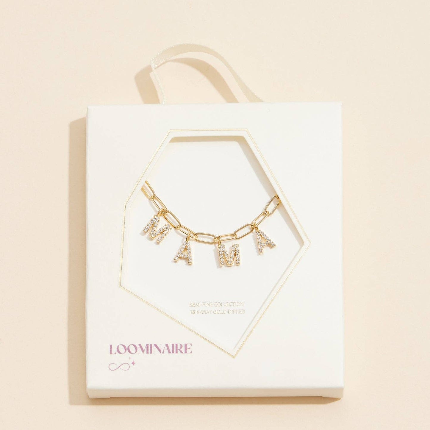 "MAMA"  Cubic Zirconia 18K Gold Necklace