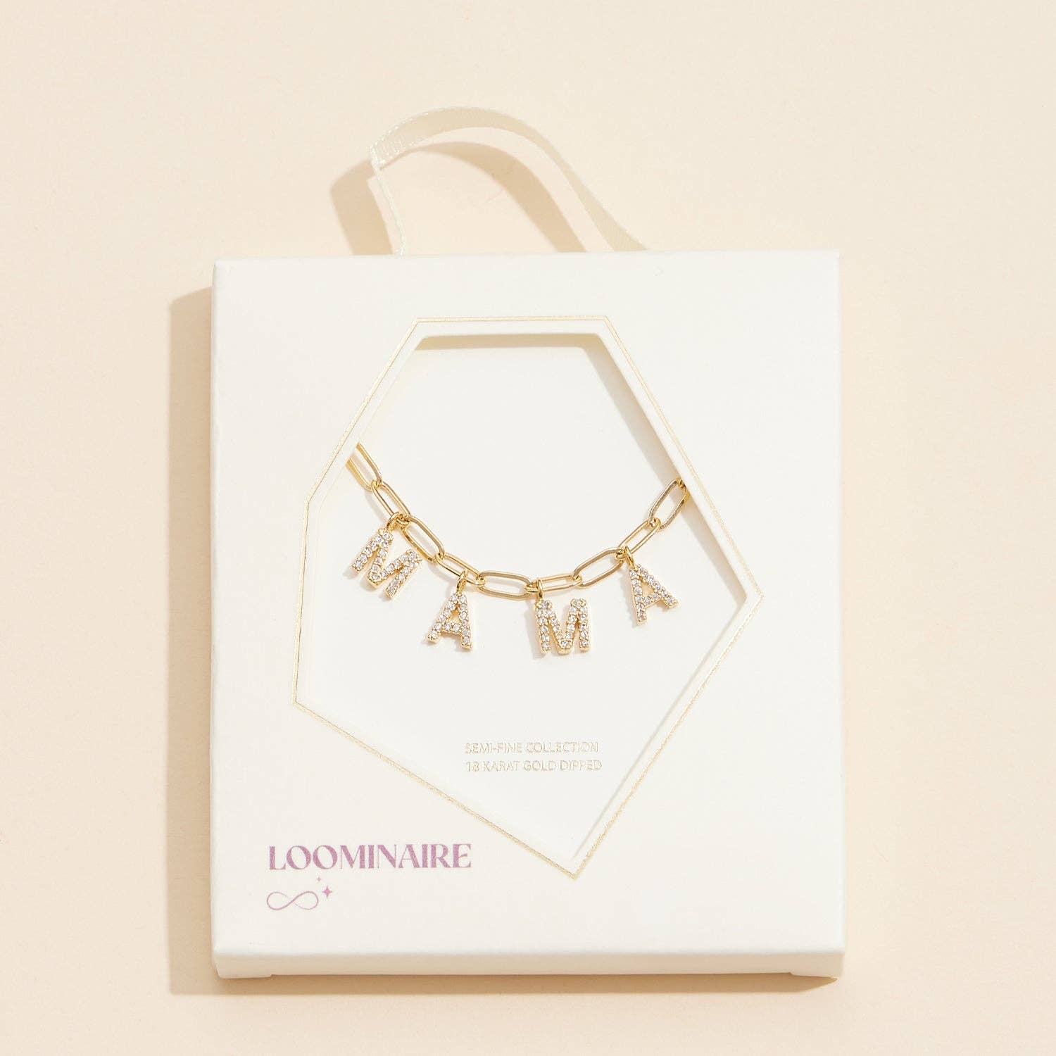 "MAMA"  Cubic Zirconia 18K Gold Necklace