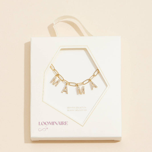 "MAMA"  Cubic Zirconia 18K Gold Necklace