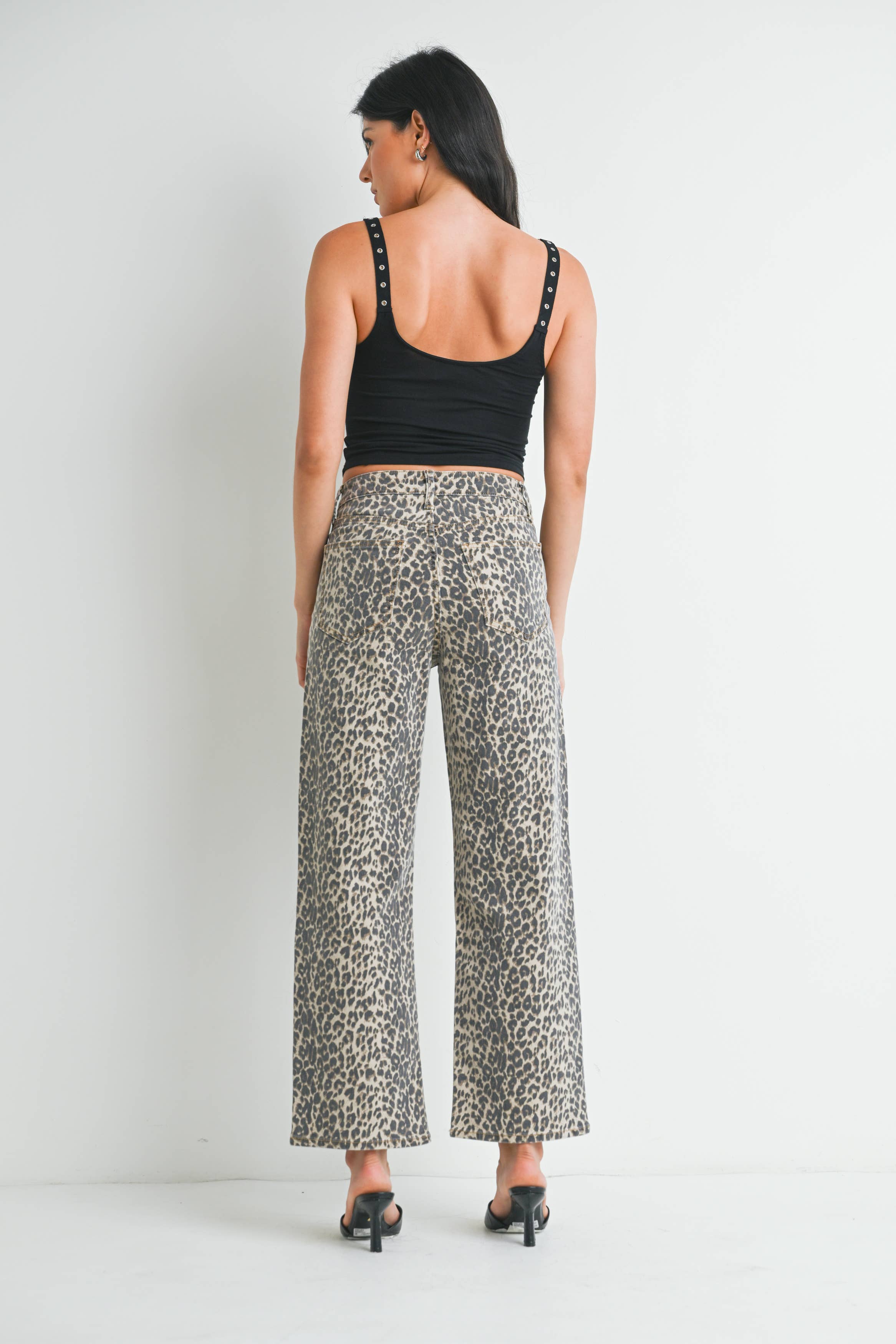 Leopard High Rise Straight Denim