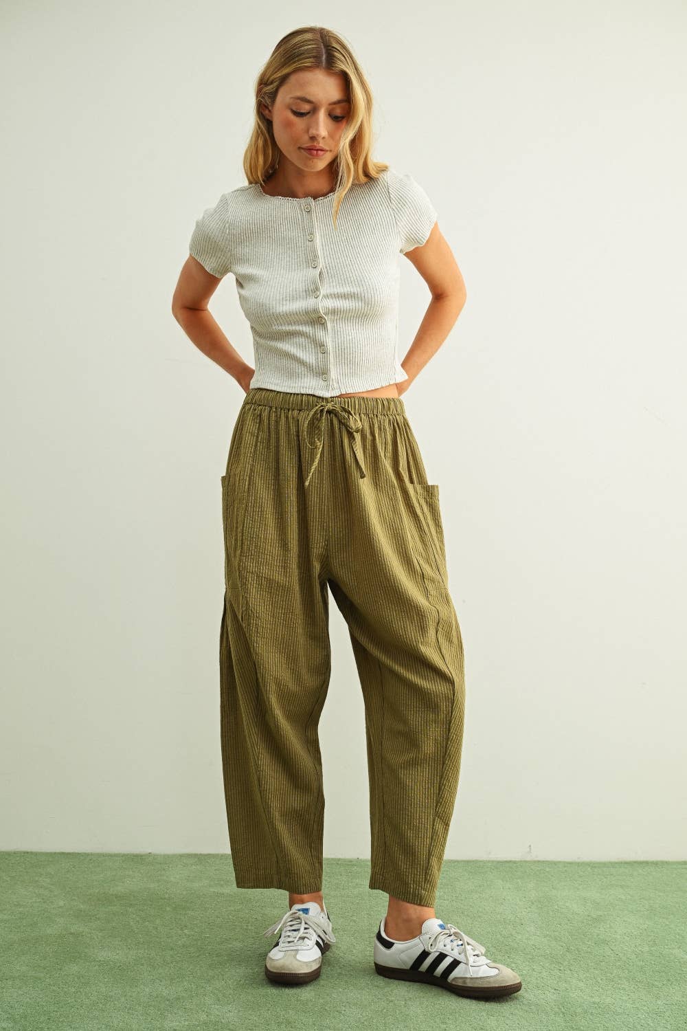 Button Front Ribbed Top