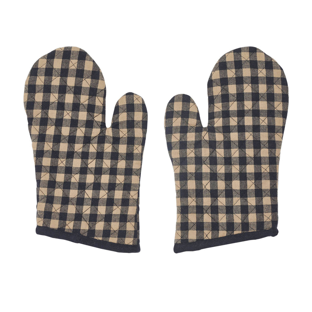Black Check Oven Mitt - Set of 2