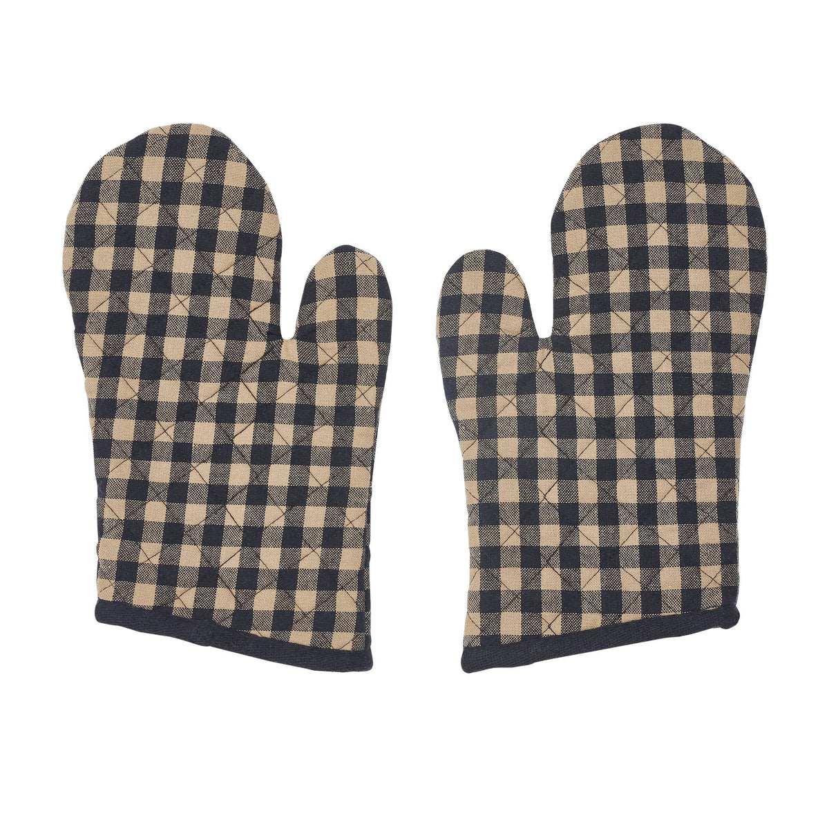 Black Check Oven Mitt - Set of 2