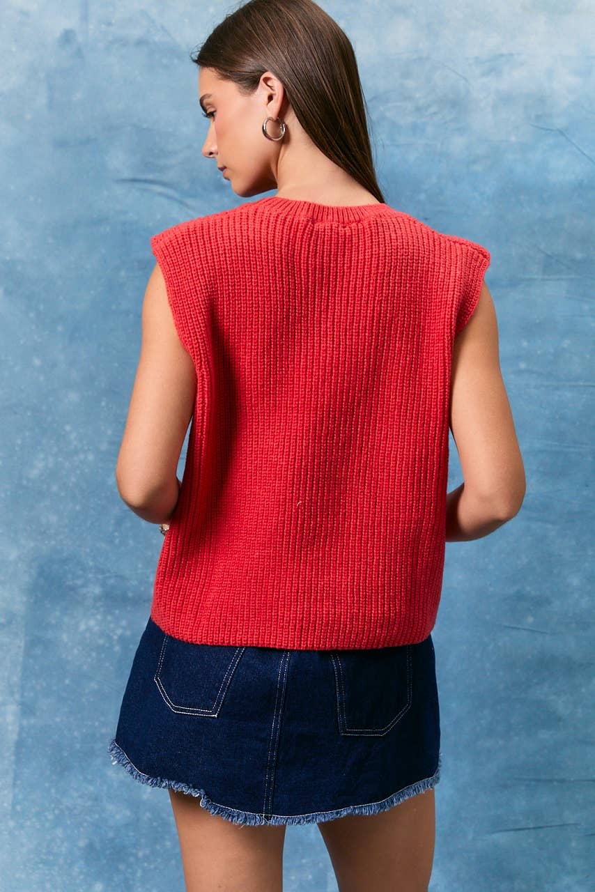 USA SLEEVELESS SWEATER TOP