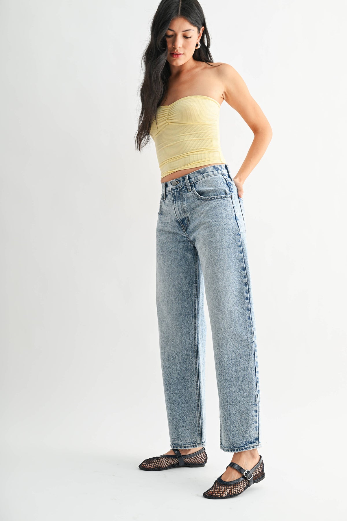 High Rise Clean Barrel Jean
