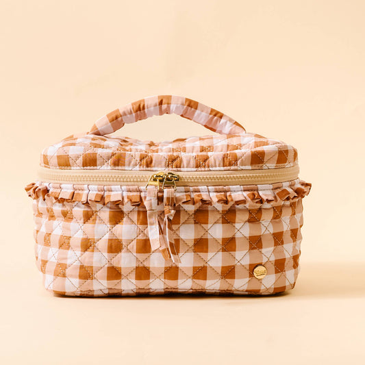 Quilted Cosmetic Bag - Maple Gingham