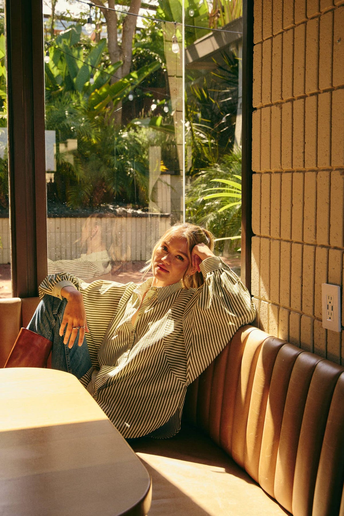 OLIVE EFFORTLESS DRAPE BUTTON-DOWN