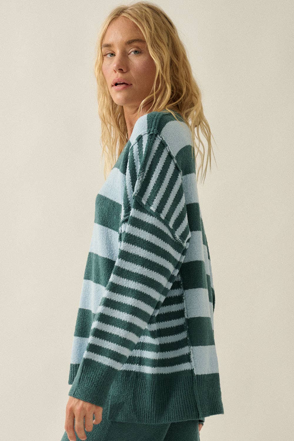 Deep Sea Contrast Knit Sweater