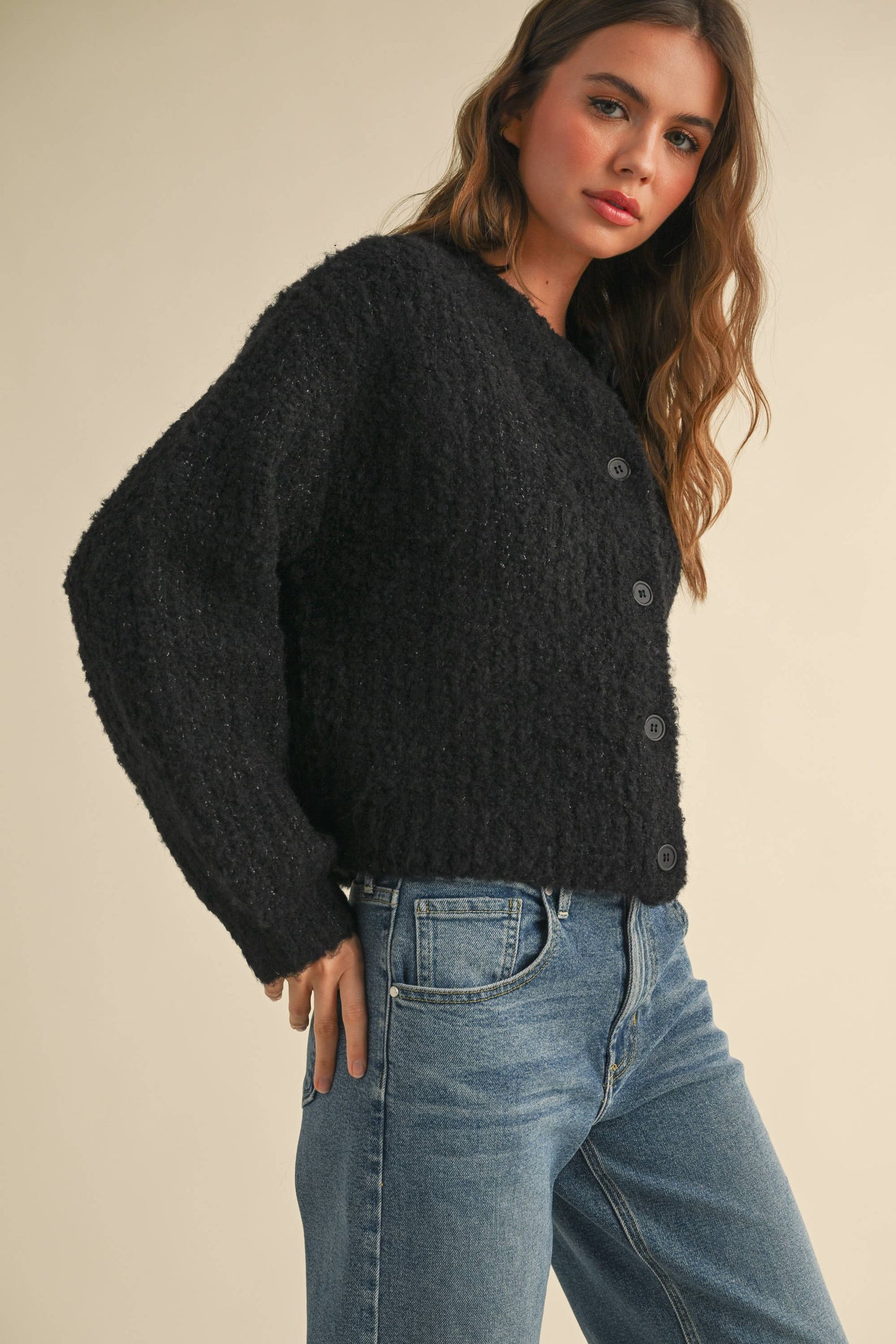 Roundneck Button Cardigan