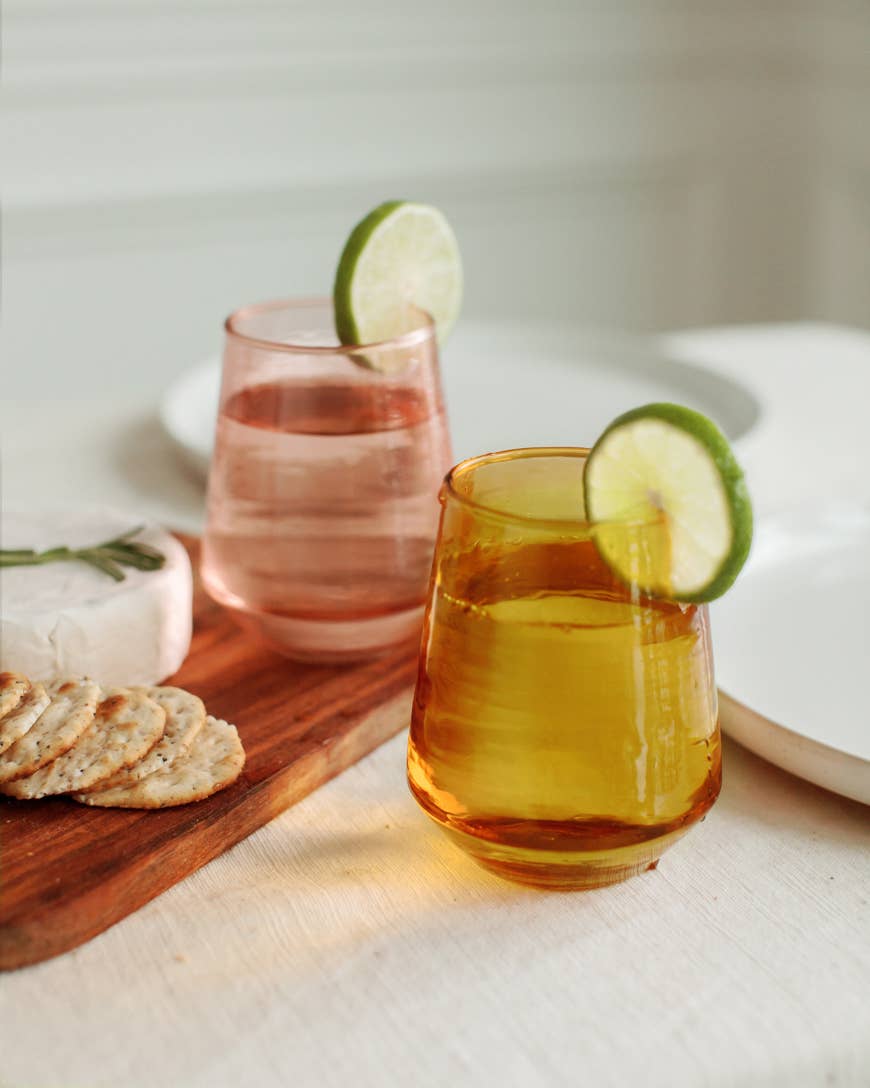Handblown Hammered Glass Water Tumbler