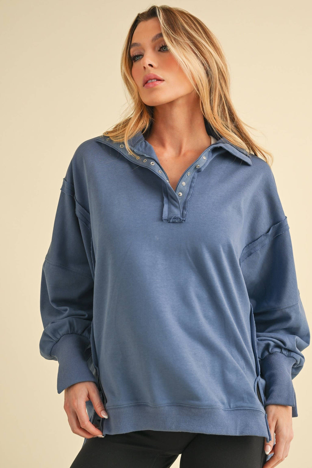 Tamika Henley Sweatshirt - Red