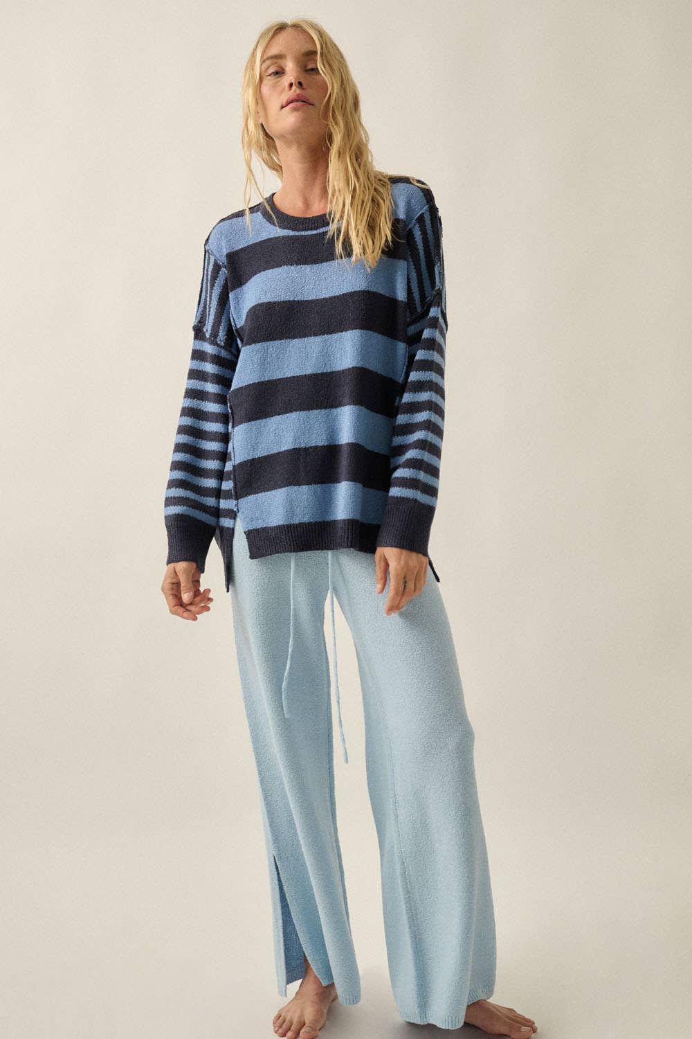 Deep Sea Contrast Knit Sweater