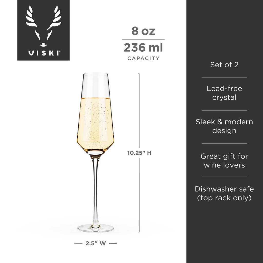 Raye Angled Crystal Champagne Flutes - Set of 2
