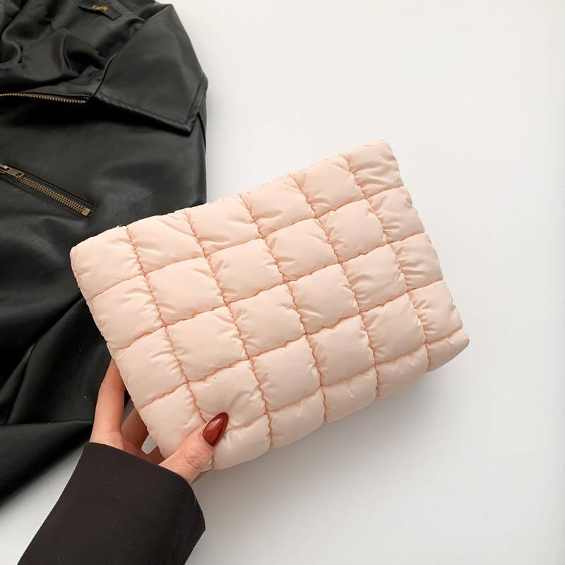 QUILTED PUFFY COSMETIC POUCH