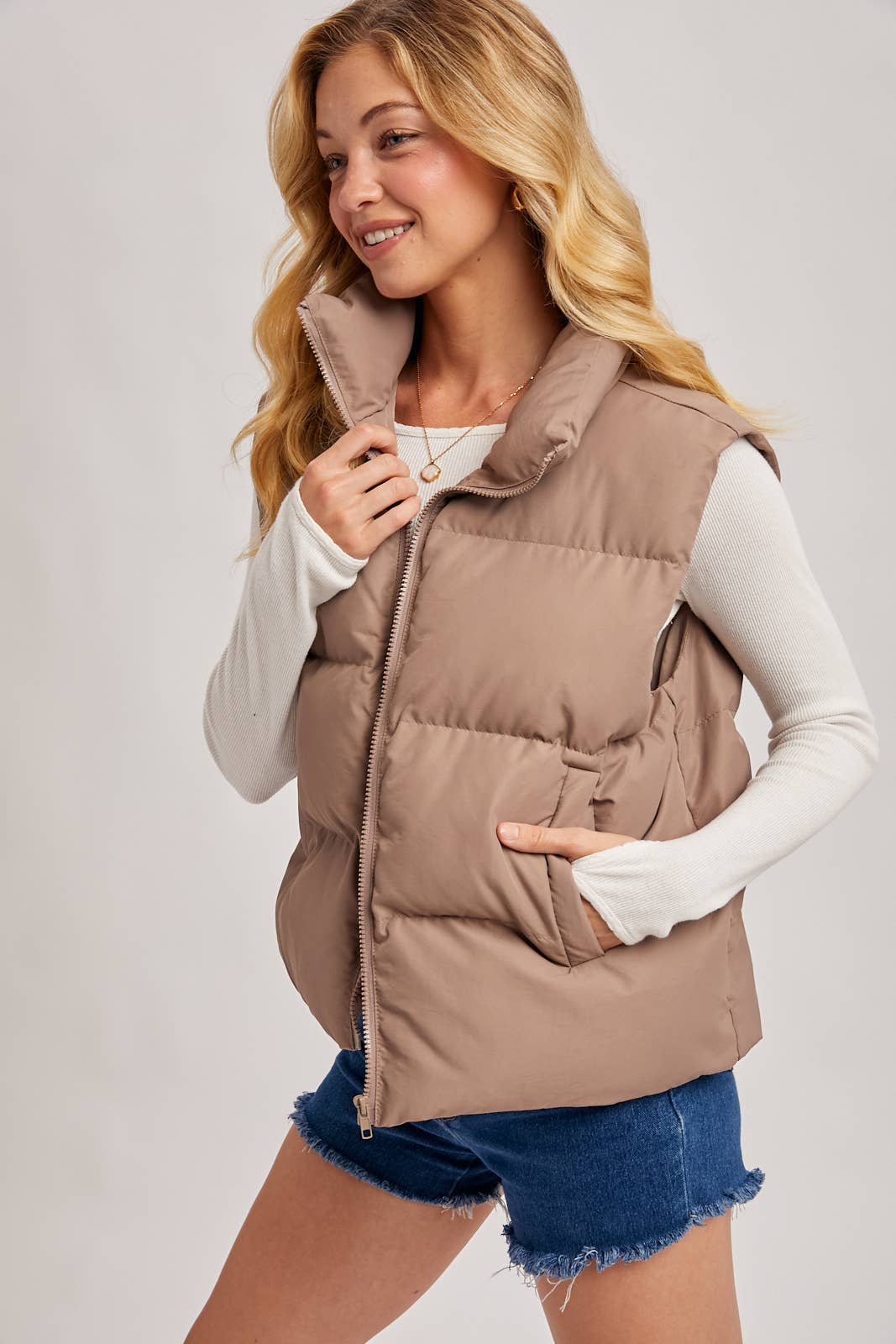 ZIPPER FRONT PUFFER VEST