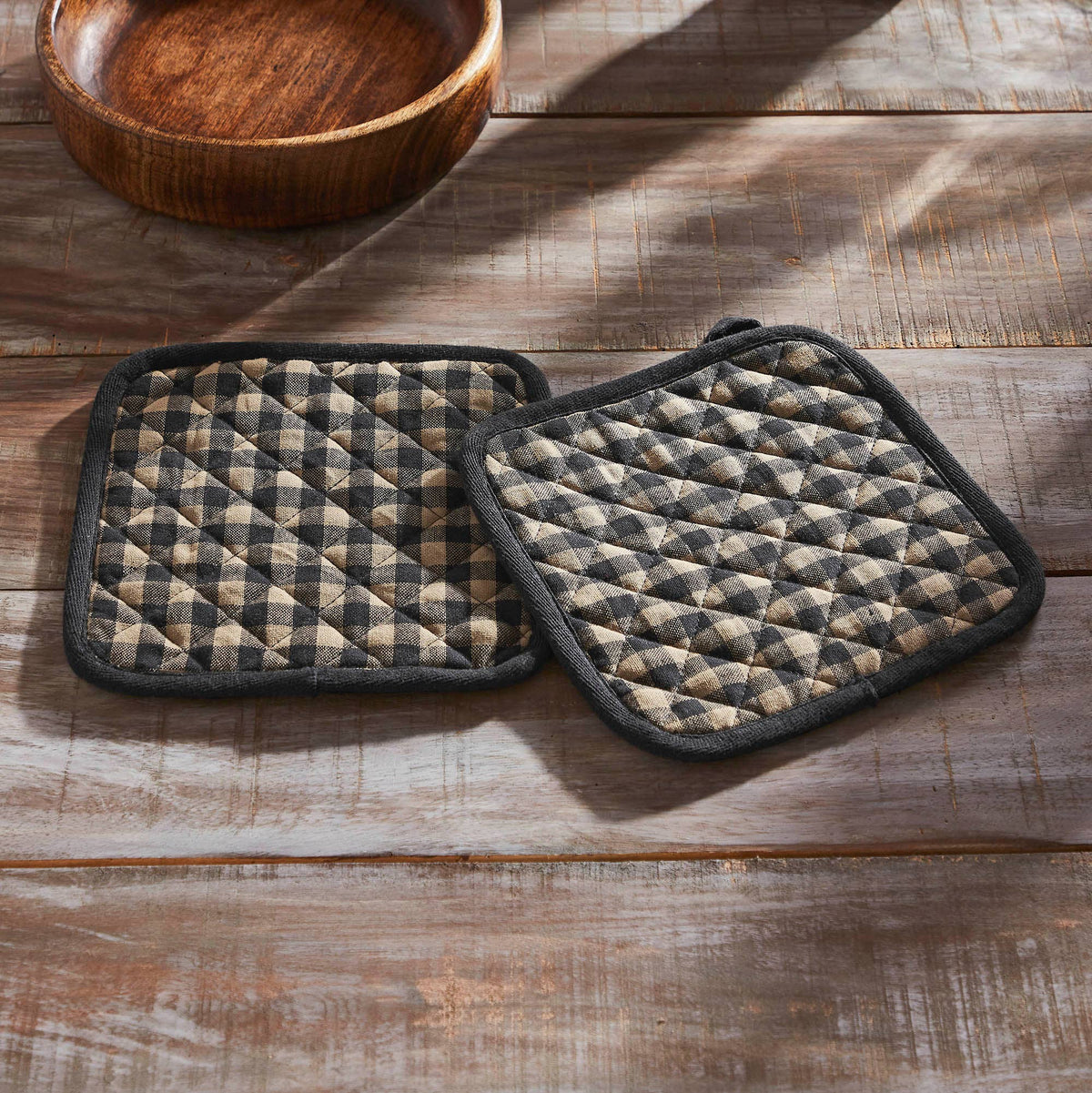 Black Check Pot Holder - Set of 2