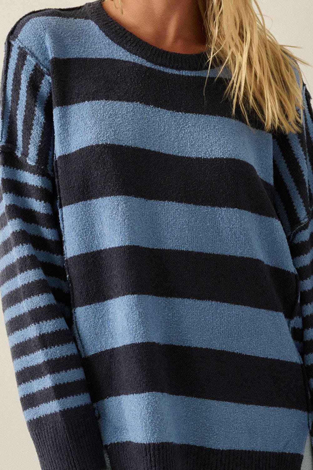 Deep Sea Contrast Knit Sweater