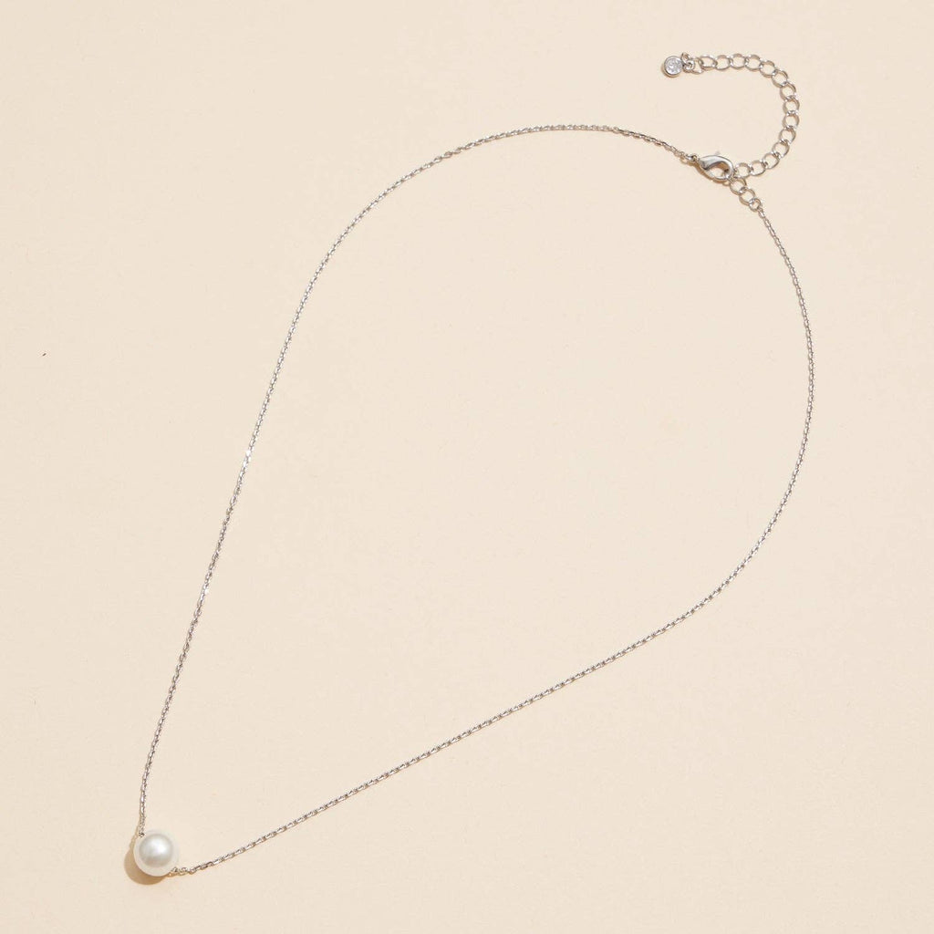 Pearl Pendant Necklace - Silver