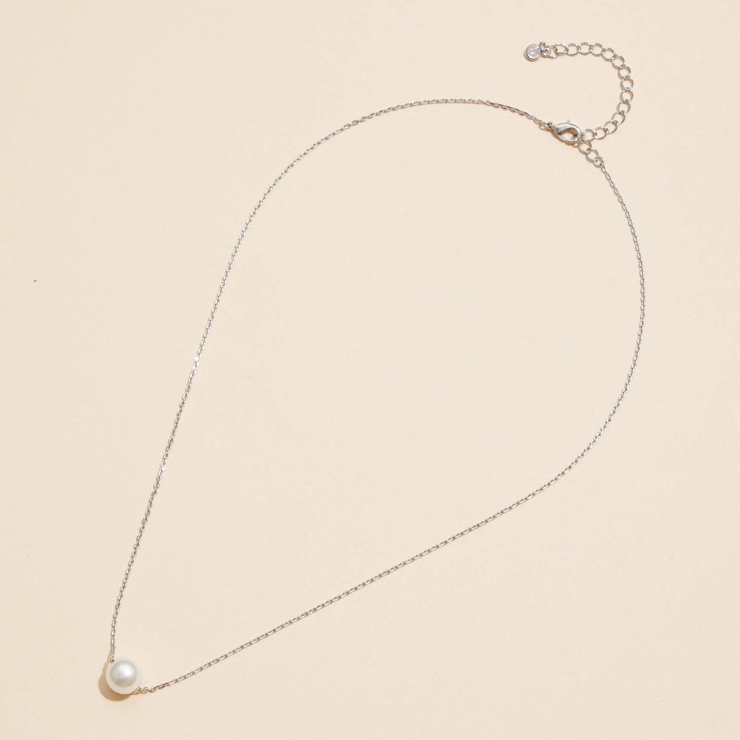 Pearl Pendant Necklace - Silver