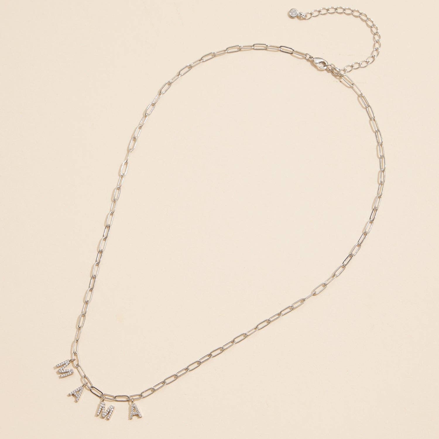 "MAMA"  Cubic Zirconia 18K Gold Necklace