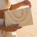 Shell Beaded Envelope Clutch
