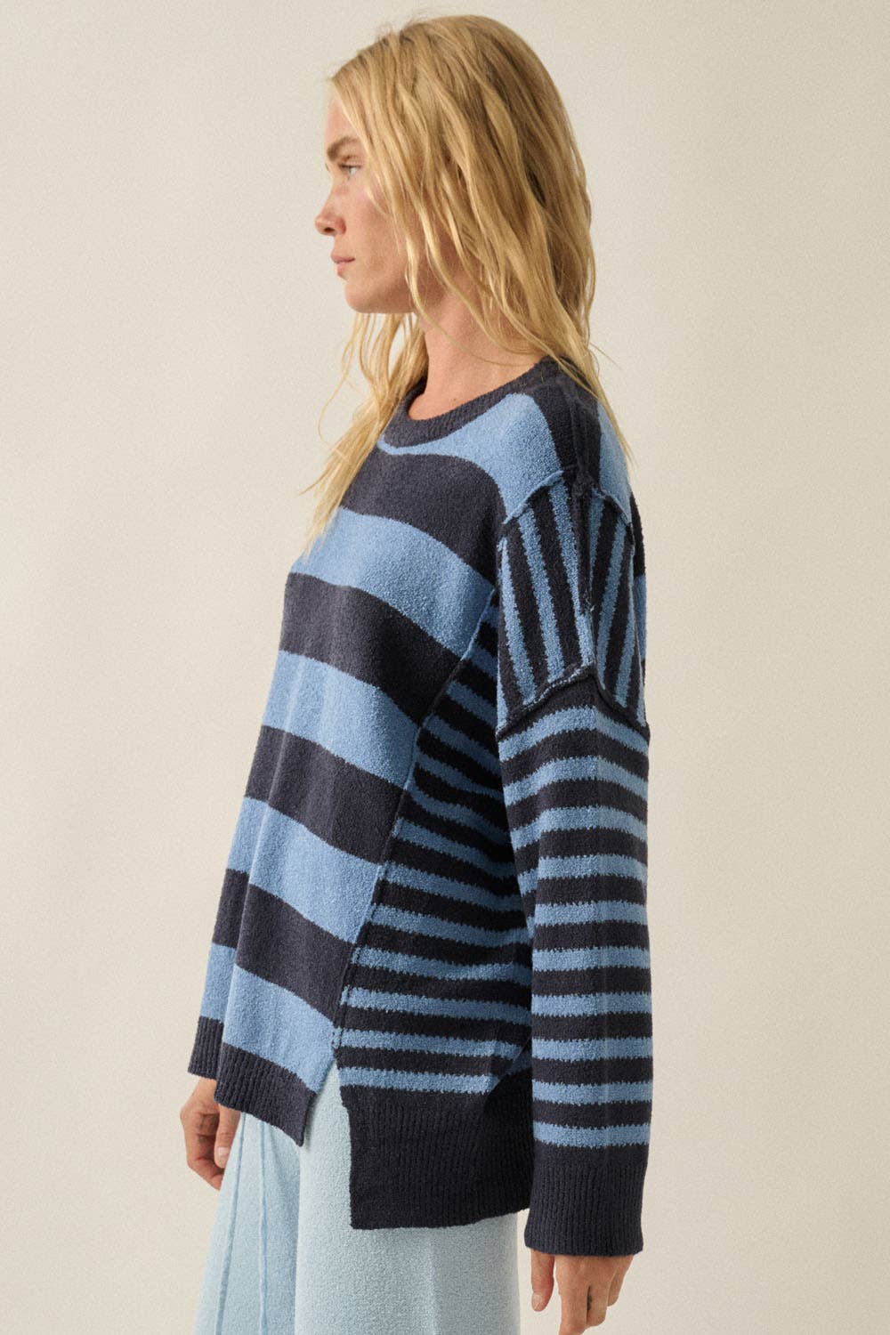 Deep Sea Contrast Knit Sweater