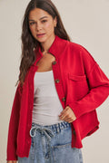 CHERRY RED SWEATER JACKET