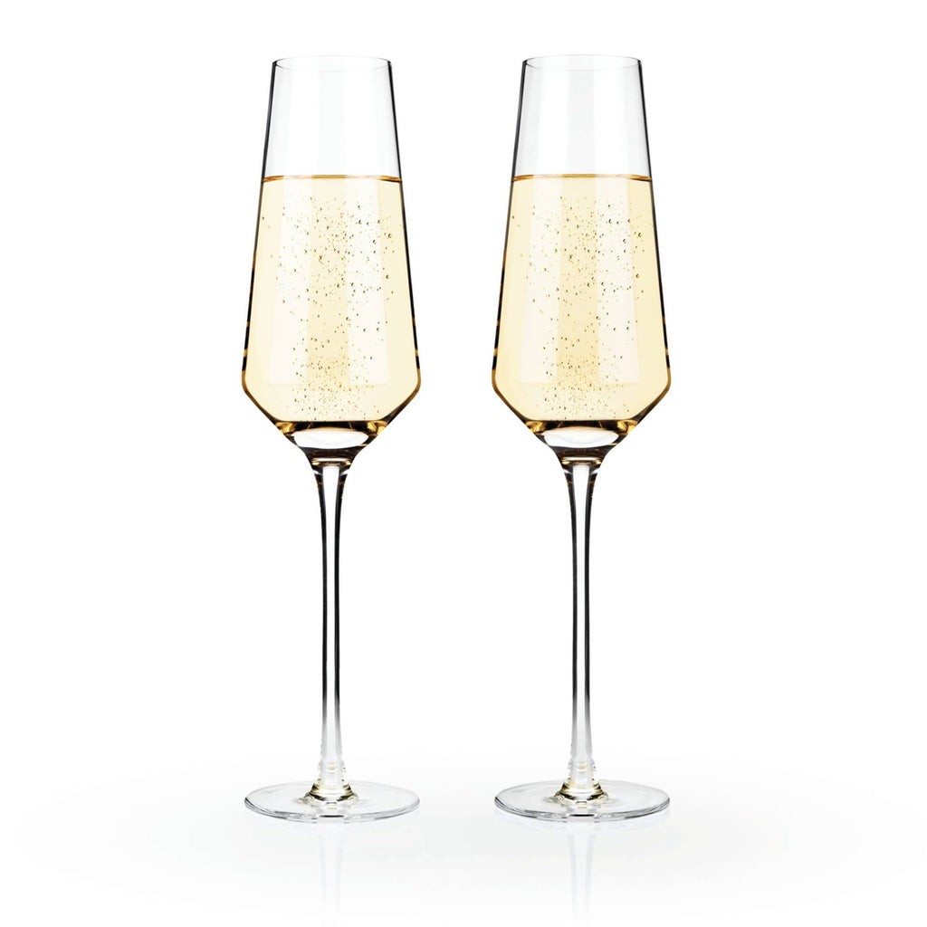 Raye Angled Crystal Champagne Flutes - Set of 2