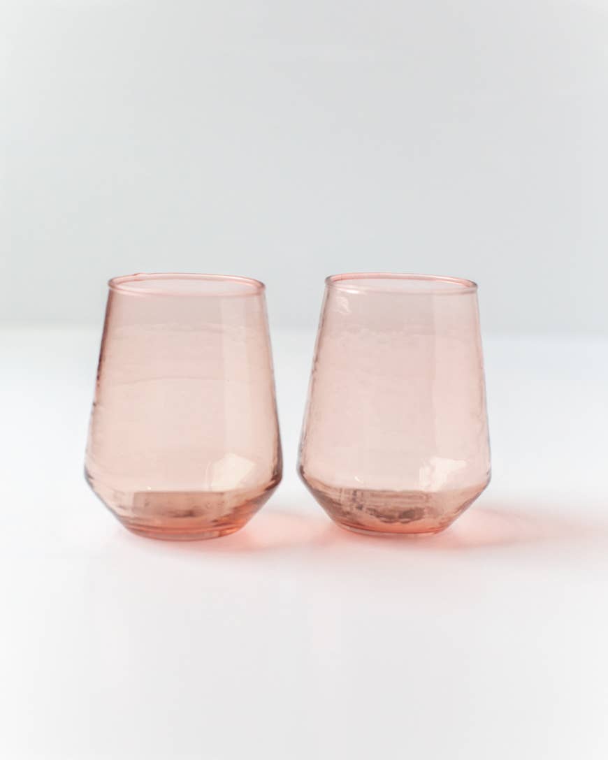 Handblown Hammered Glass Water Tumbler