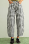 NAVY CHECKER BARREL PANTS