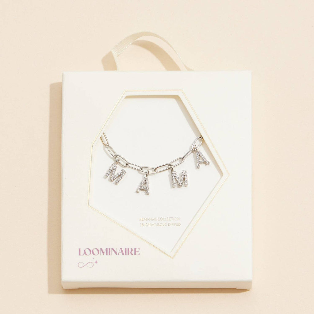 "MAMA"  Cubic Zirconia 18K Gold Necklace