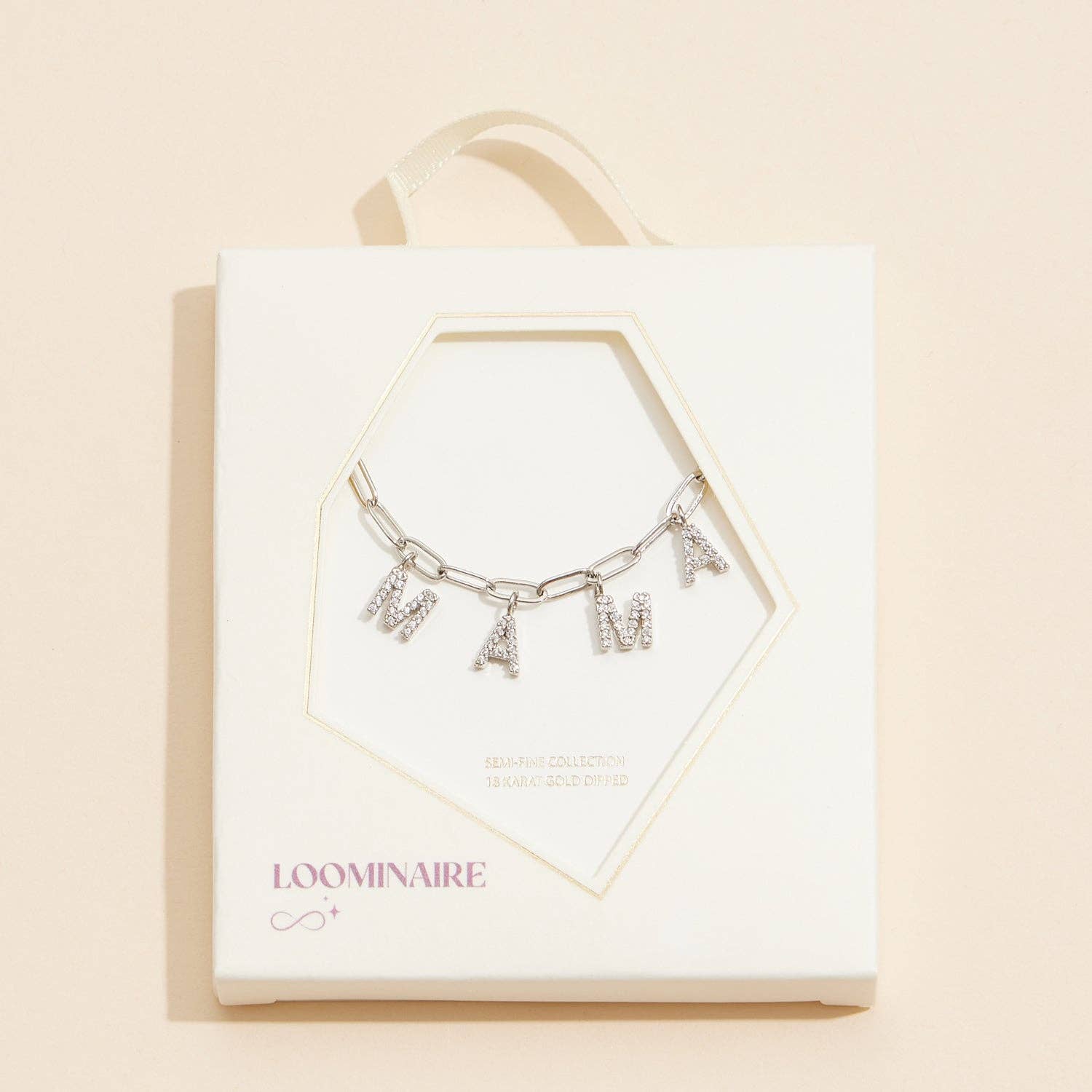 "MAMA"  Cubic Zirconia 18K Gold Necklace