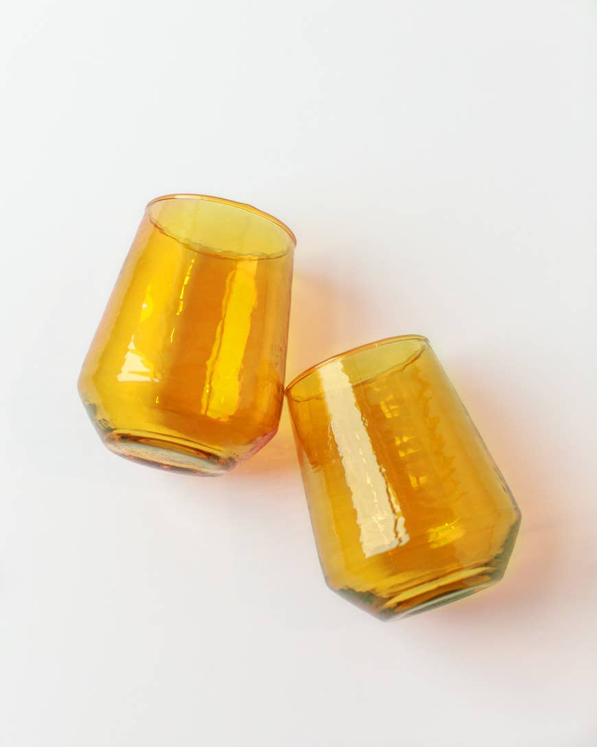 Handblown Hammered Glass Water Tumbler