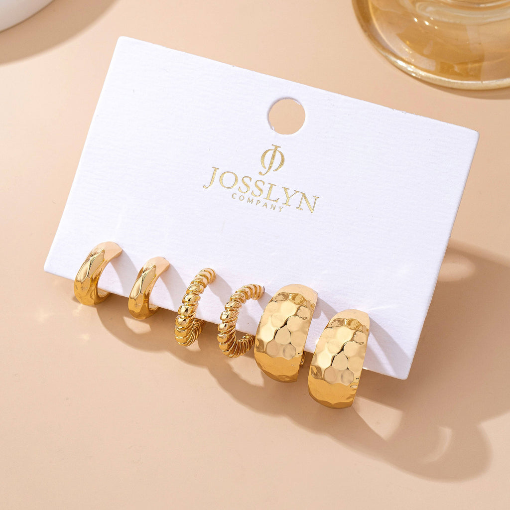 Mixed Texture Trio Earring Set