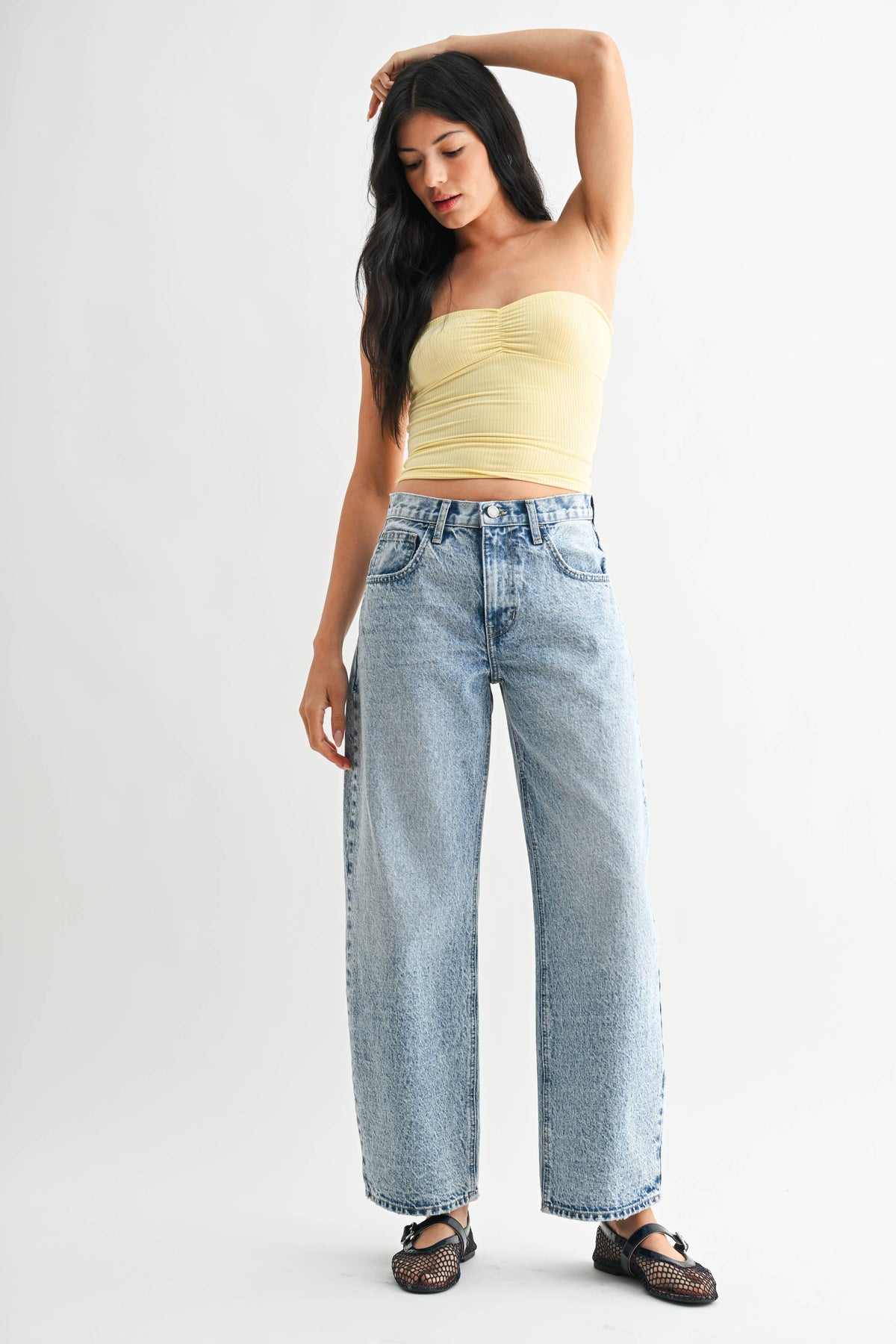 High Rise Clean Barrel Jean