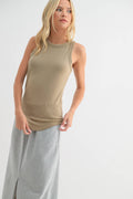 CREW NECK RIBBED KNIT TANK TOP