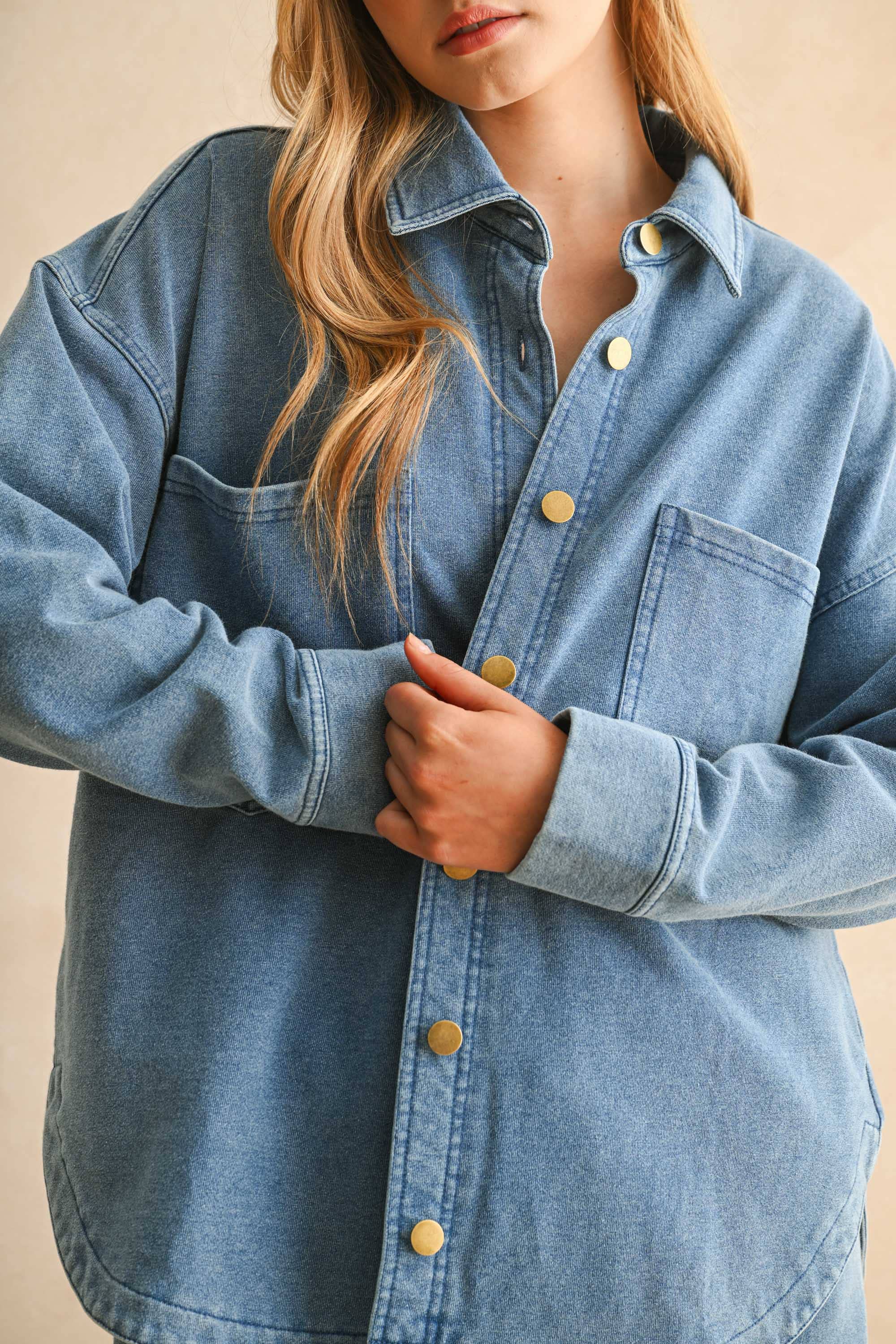 Washed Knitted Button Jacket