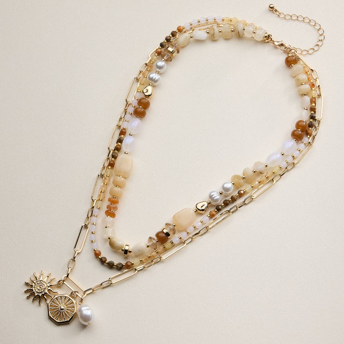 Sun Charm Layered Necklace