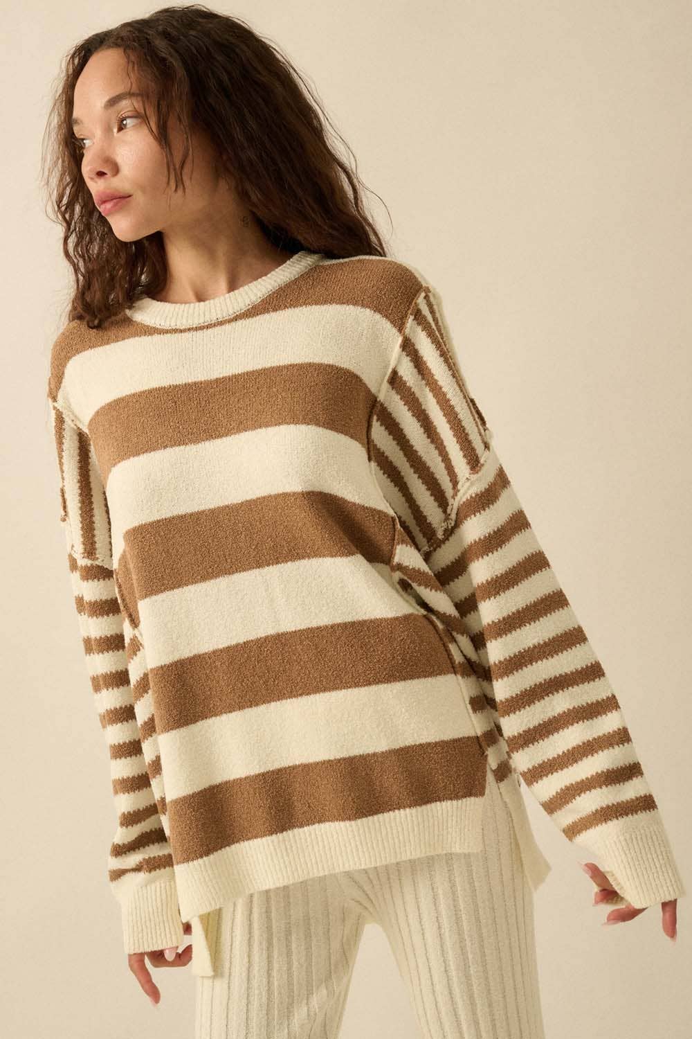 Deep Sea Contrast Knit Sweater