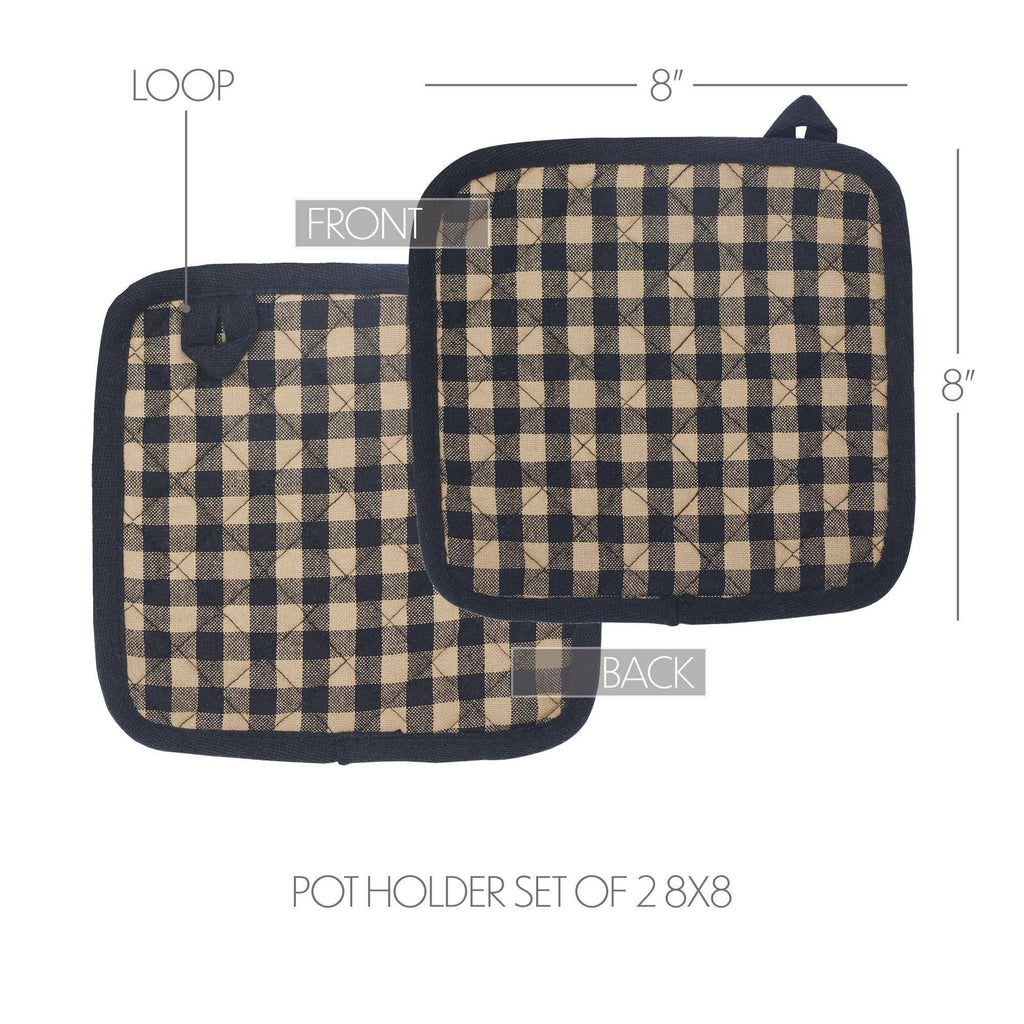 Black Check Pot Holder - Set of 2