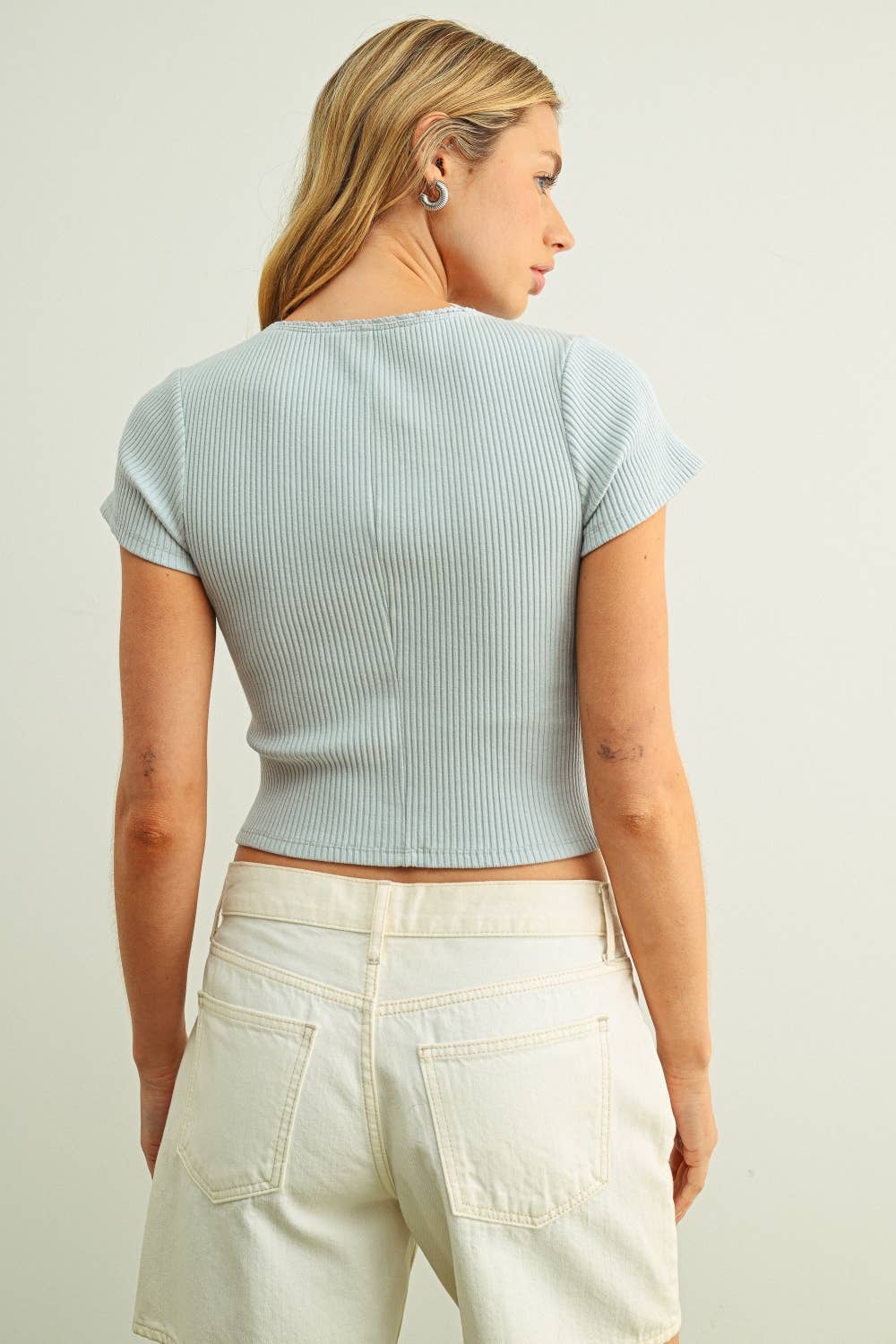 Button Front Ribbed Top
