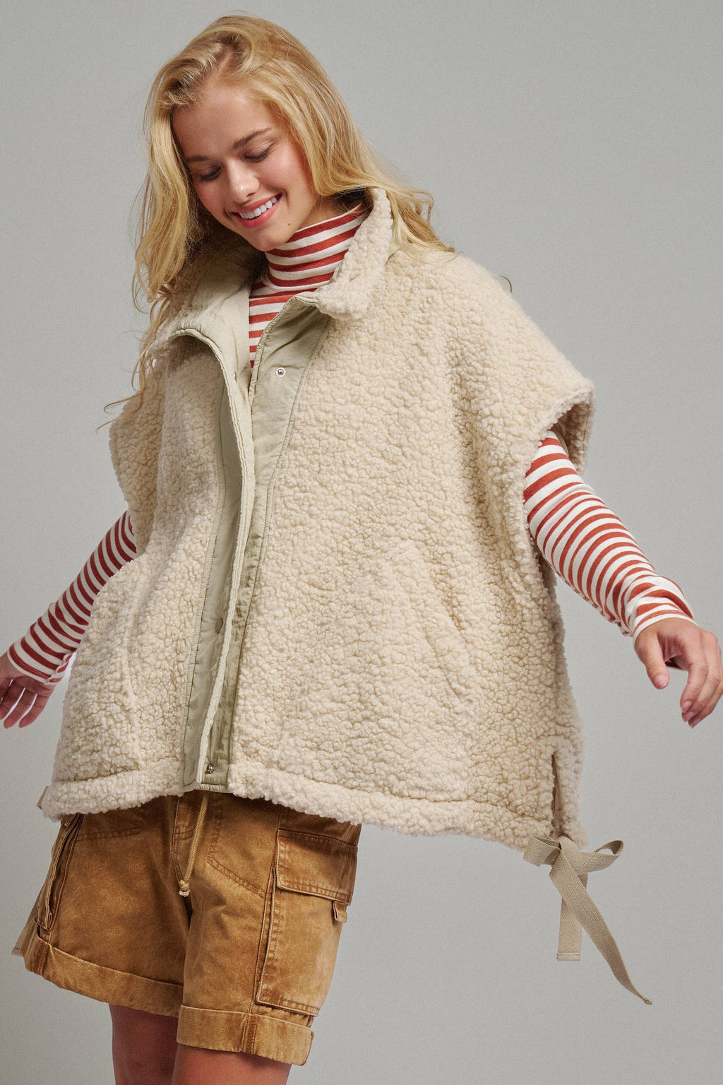 Oversized Sherpa Fleece Vest