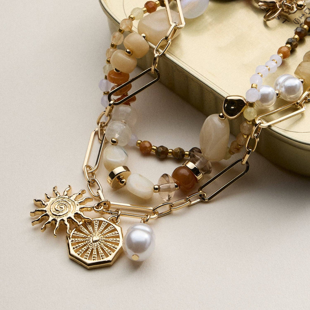 Sun Charm Layered Necklace