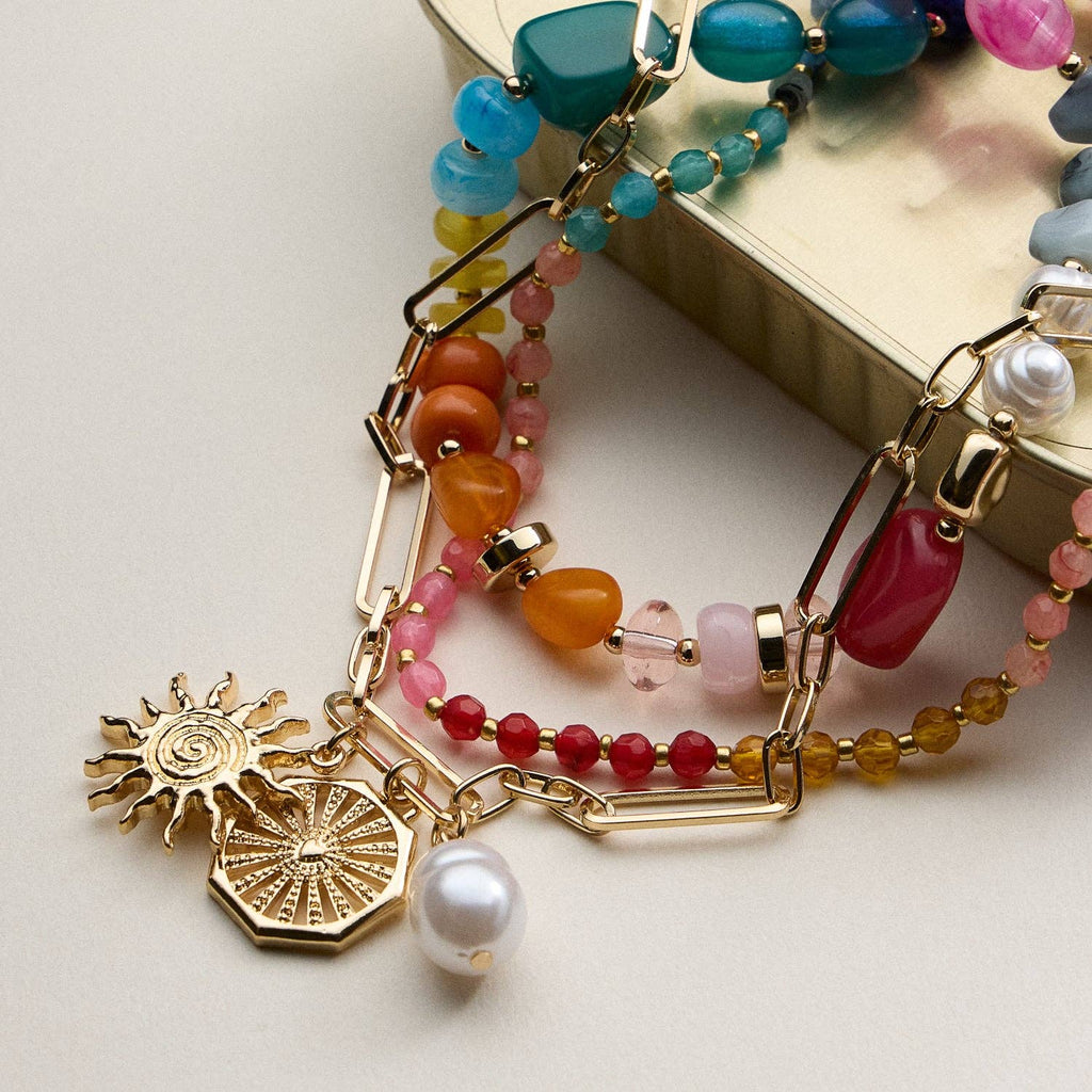 Sun Charm Layered Necklace