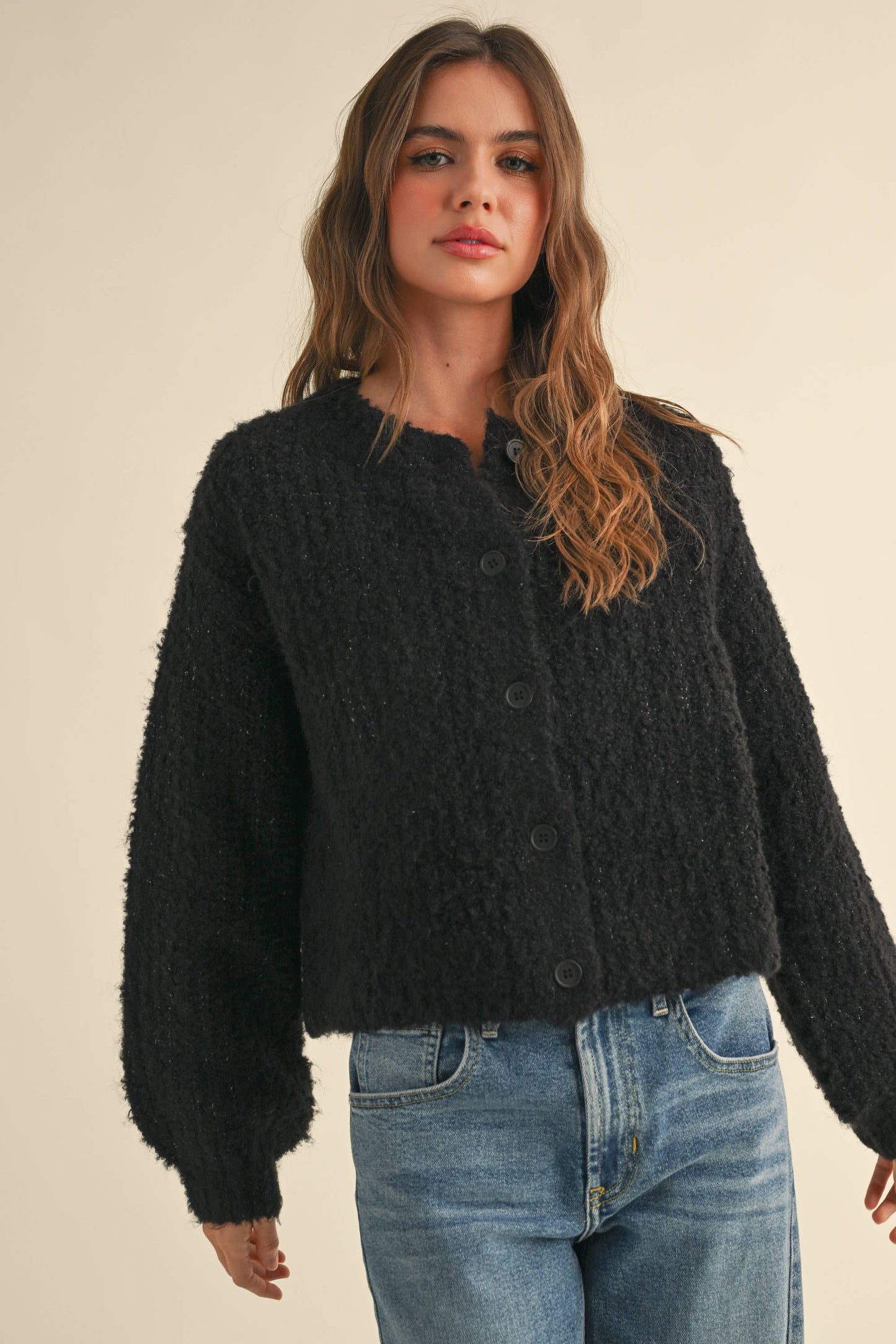 Roundneck Button Cardigan